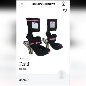 Fendi Black and Pink Ankle Boots
